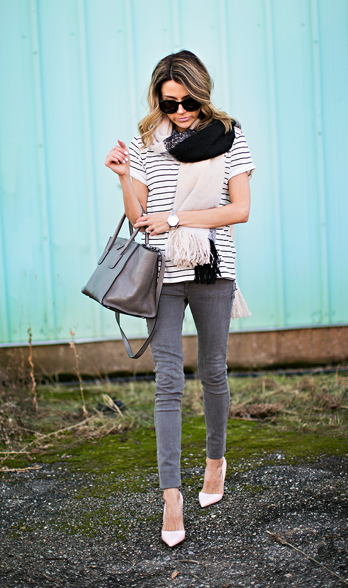 grey jeans and stripes