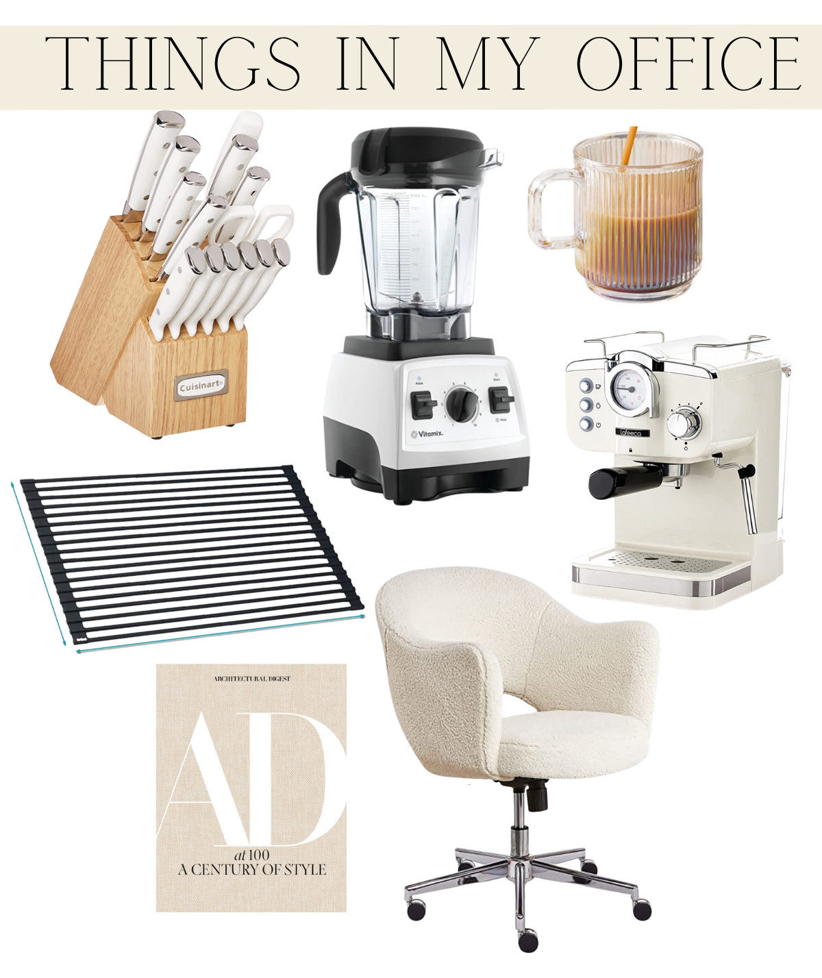 amazon home, espresso machine, les fleurs print, glass coffee mugs, drying rack, coffee table book, vitamix