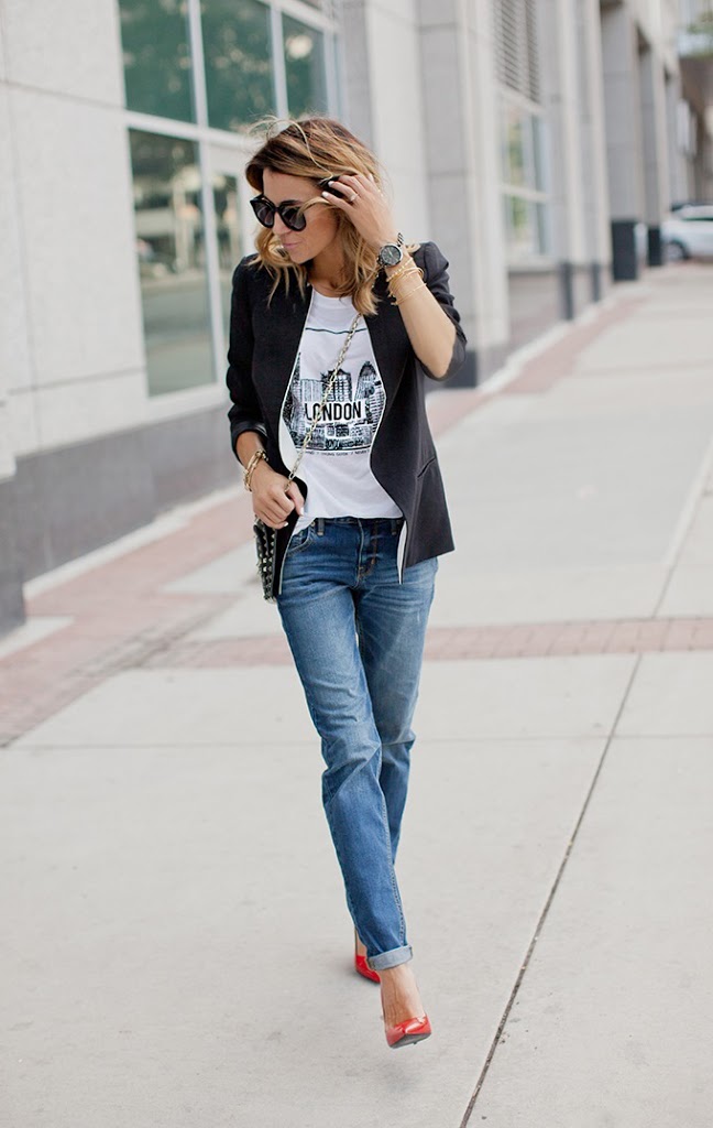 white and red graphic shirt