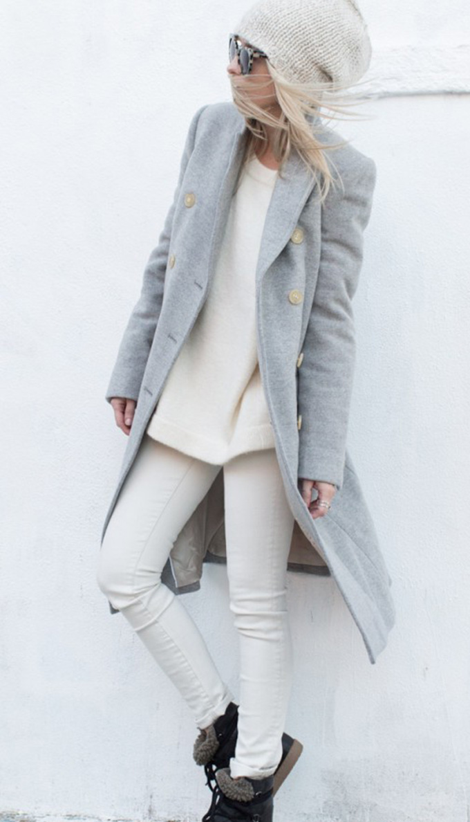 grey and white outfits for ladies
