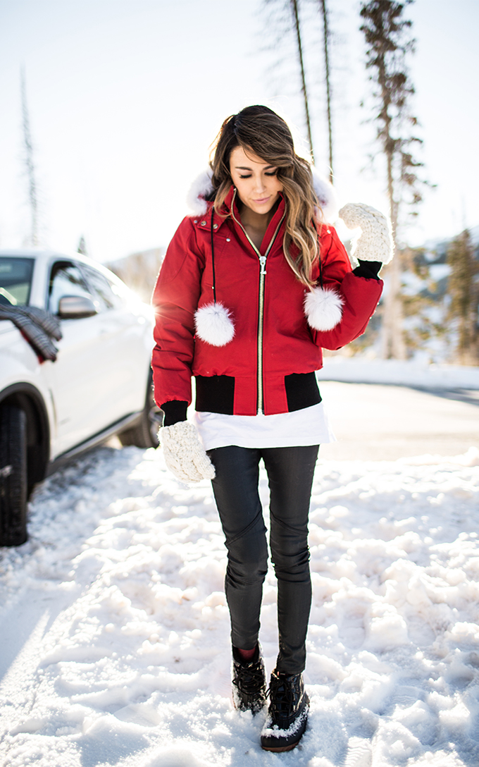 Red snow sales coat