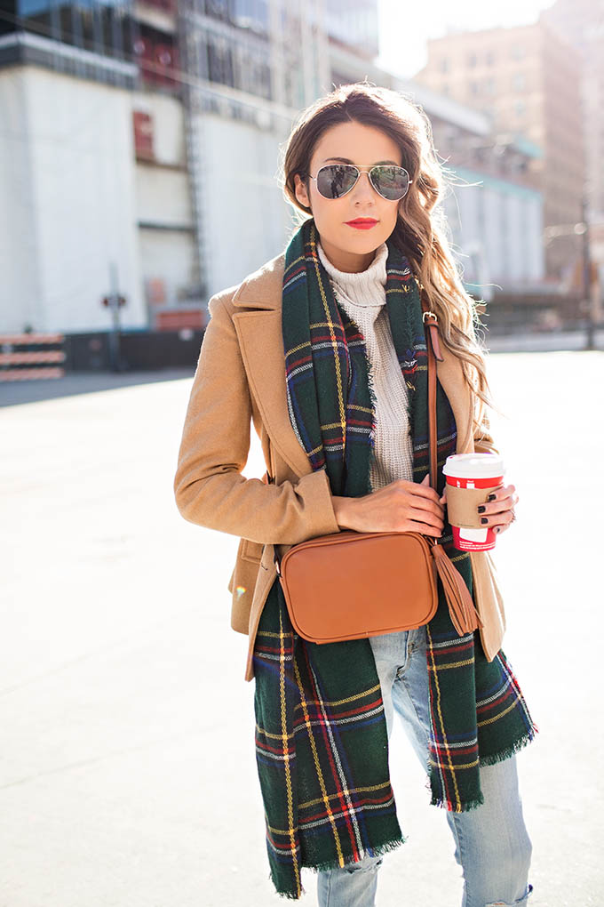 Plaid and Camel Coat