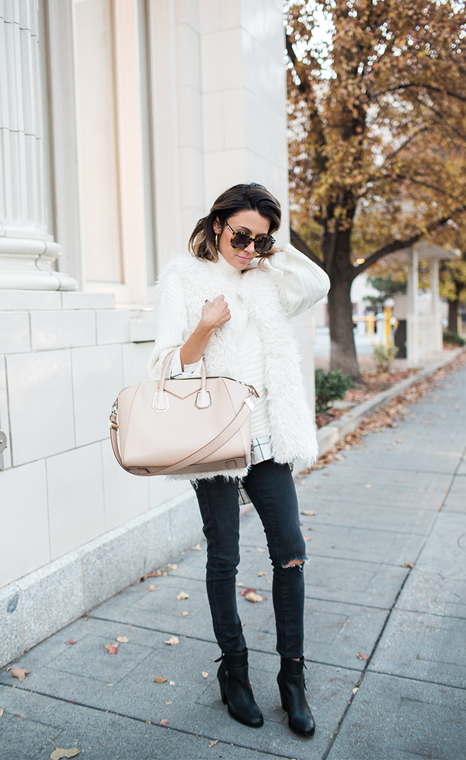 White and black winter outfit