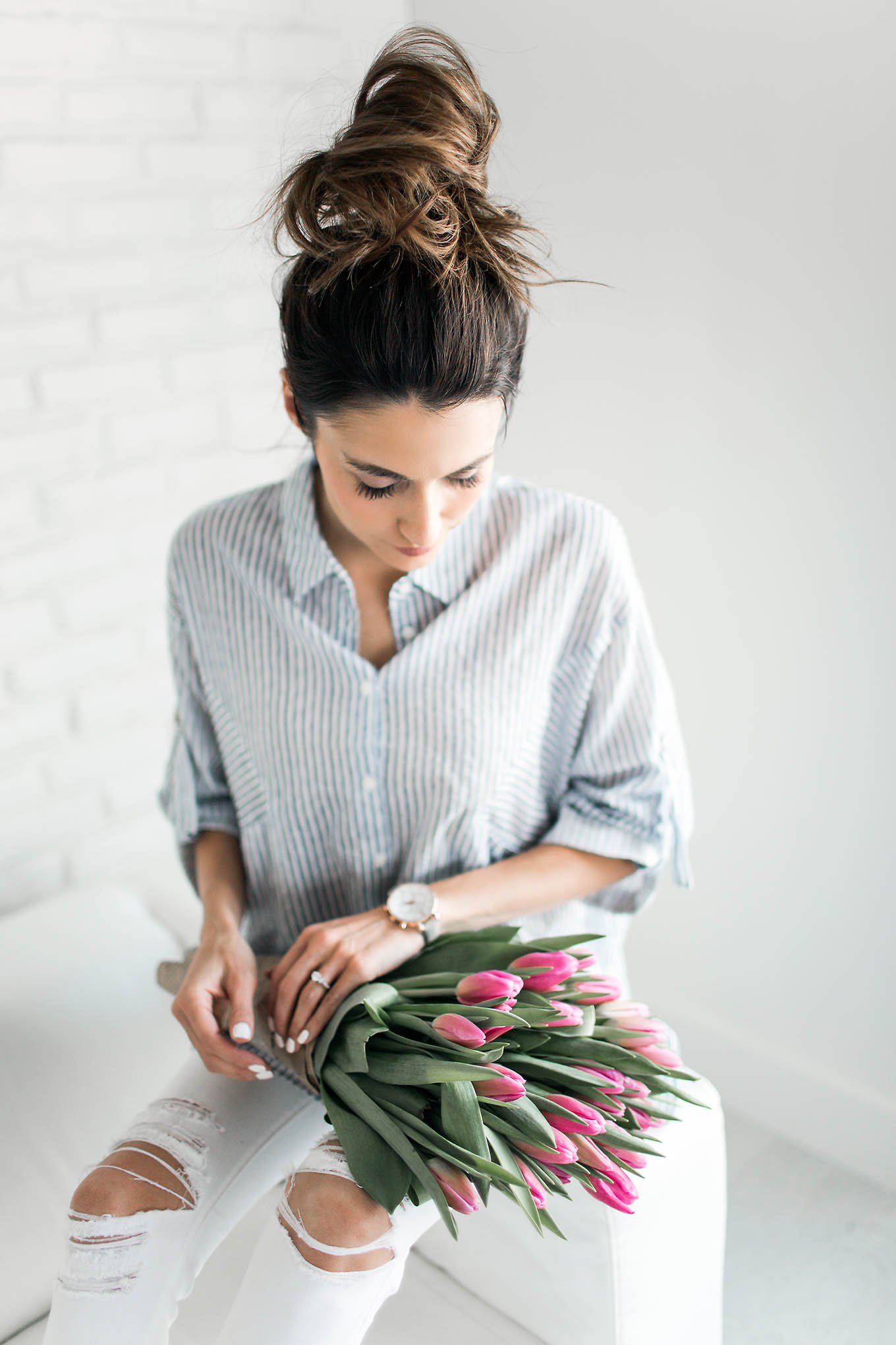 Blue linen top