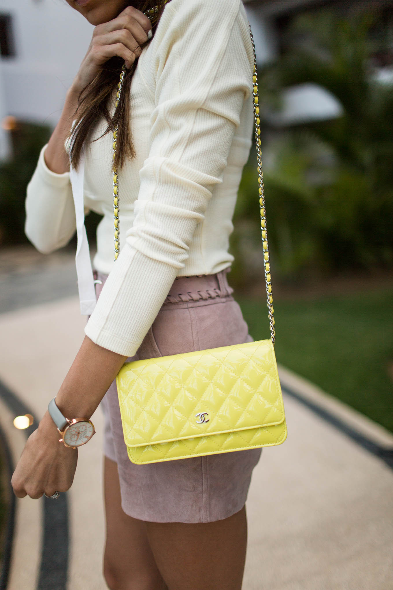 Neon Yellow Chanel Crossbody