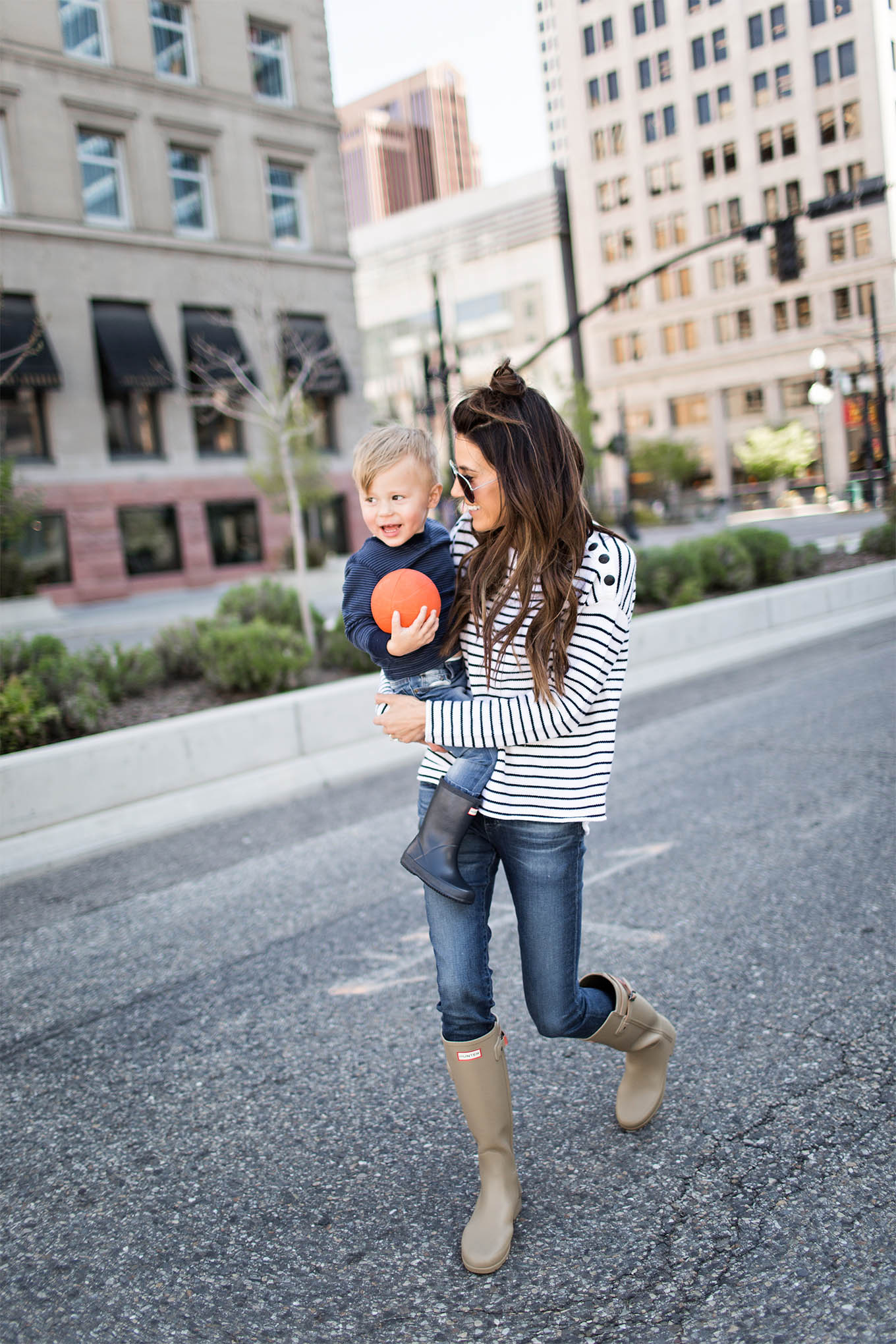 Matching mom and kid hunter boots