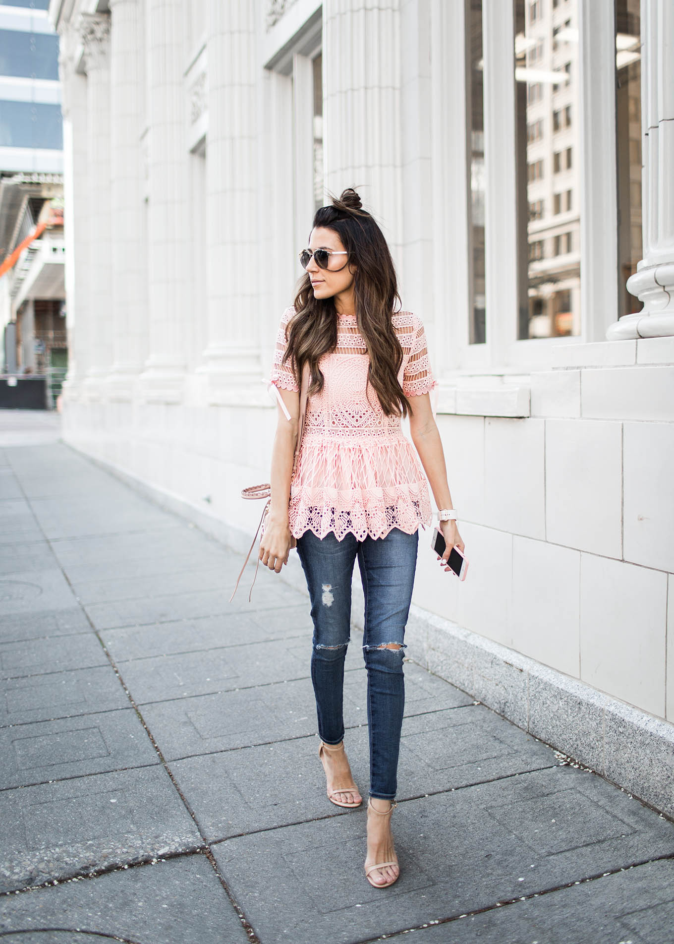 pink lace top 