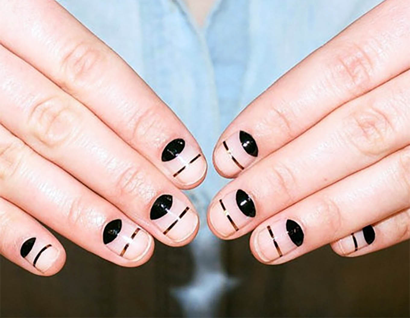 black geometric manicure