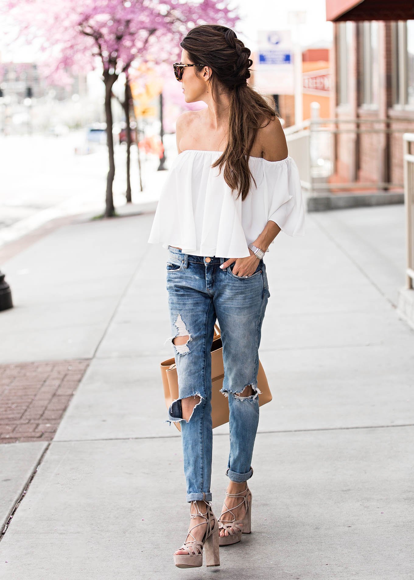 white off the shoulder top