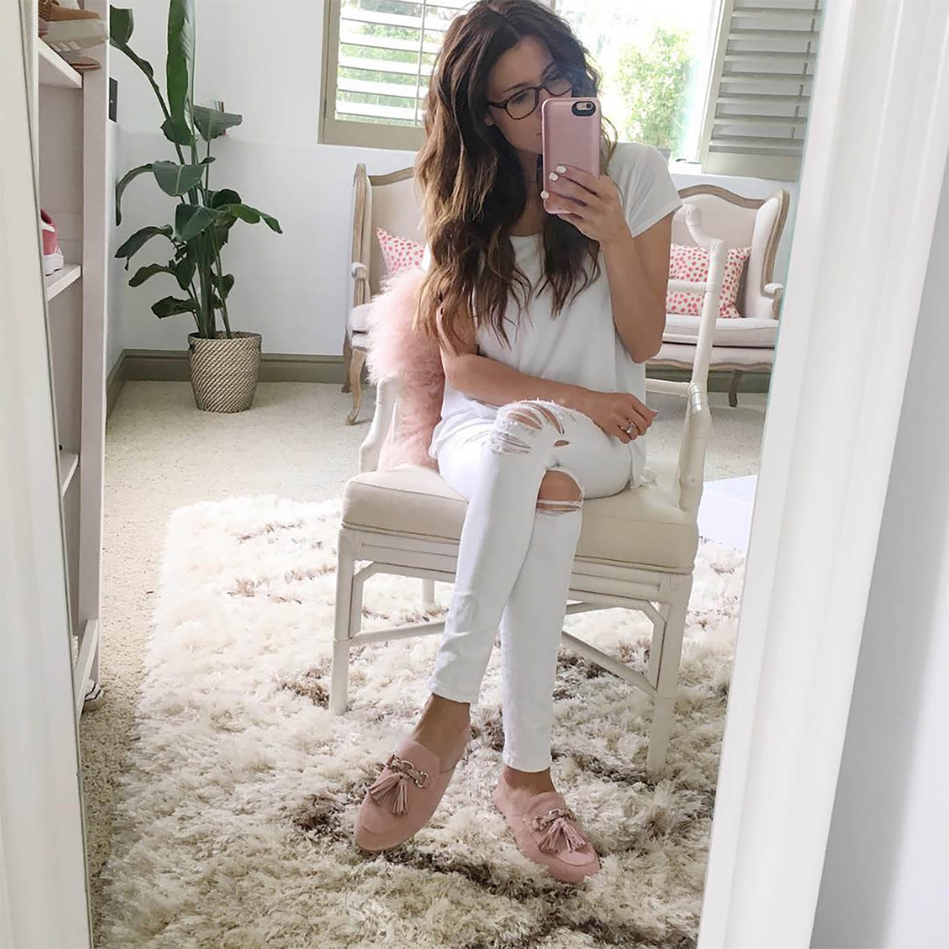 white and pink outfit
