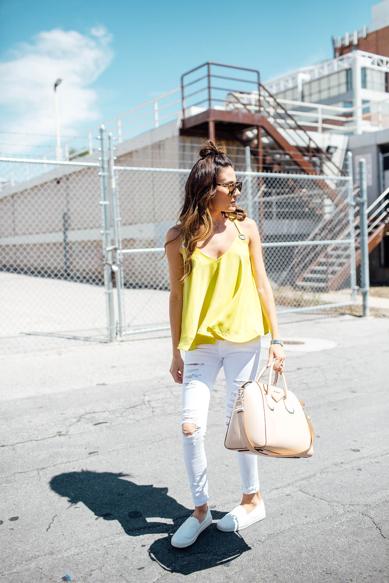 yellow tank top