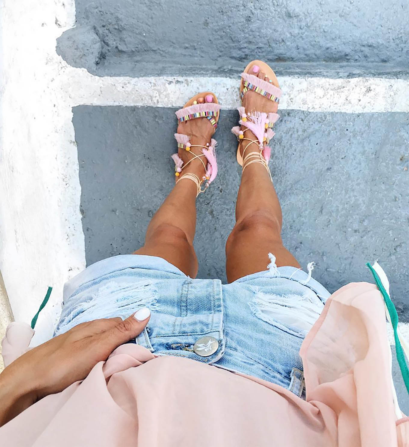 Hello Fashion Pink Gladiator Sandals