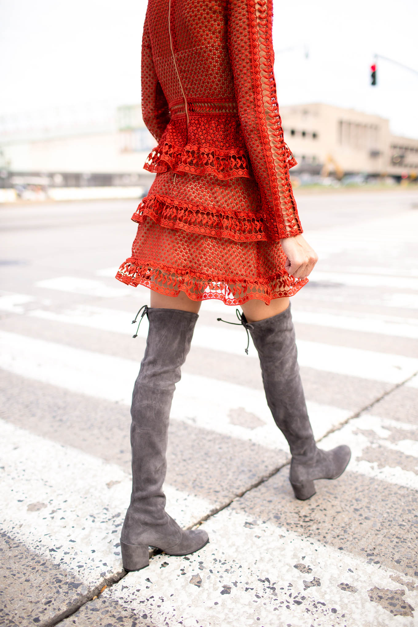 Cute Grey Over the Knee Boots