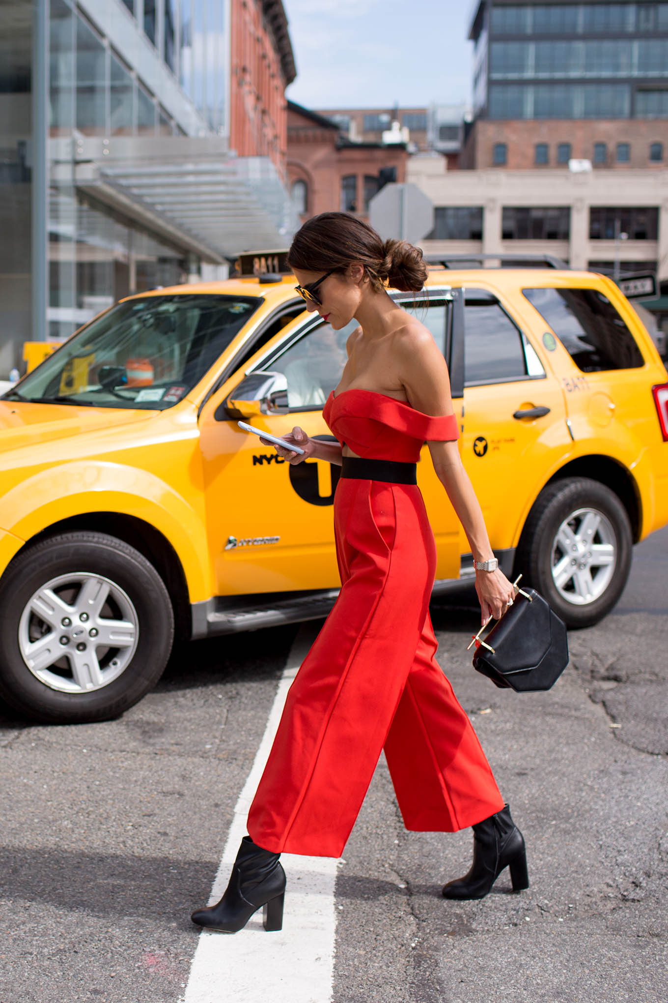 red off-the-shoulder jumpsuit hello fashion