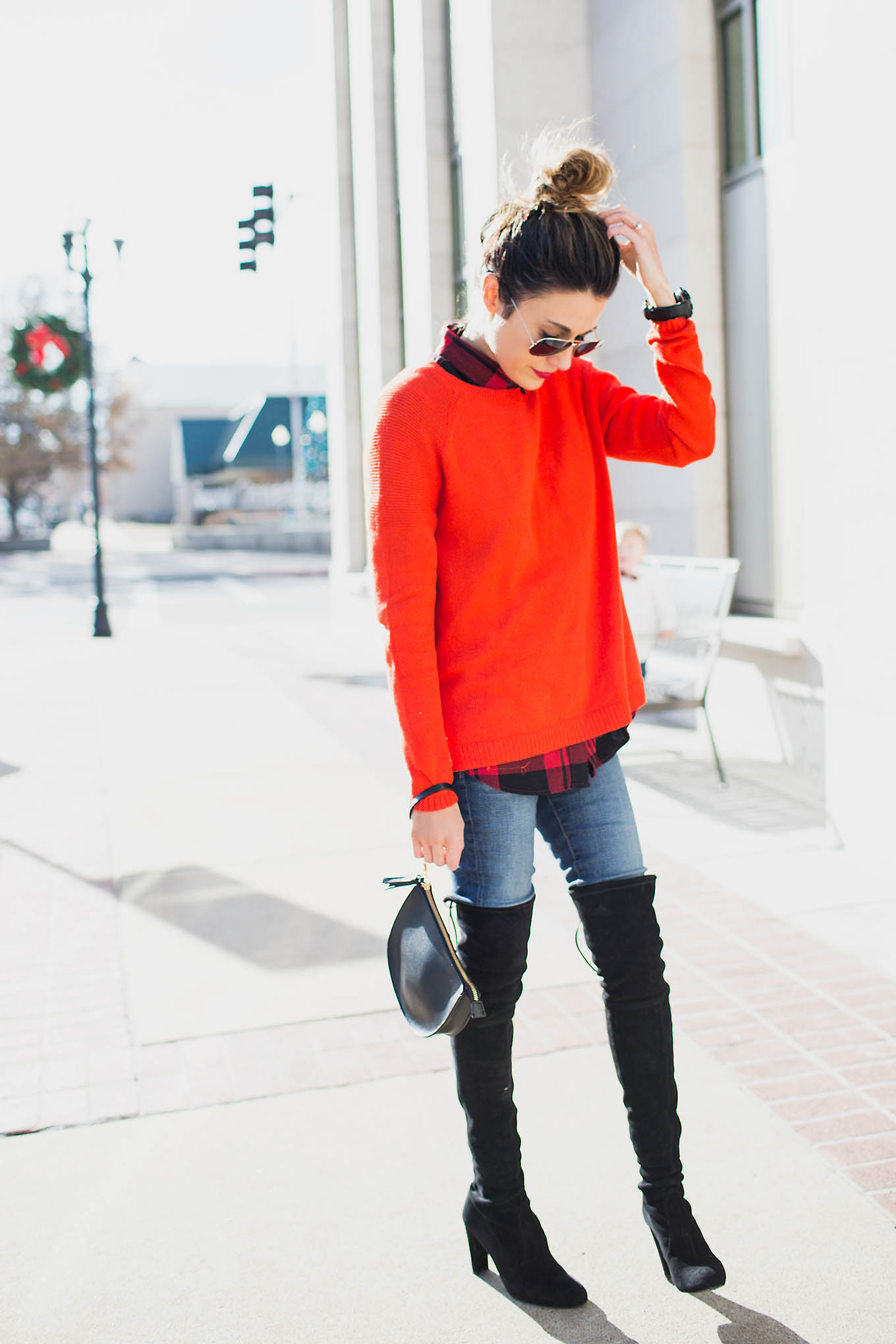 black suede over-the-knee boots