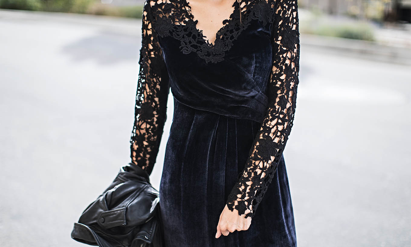 lace and velvet dress