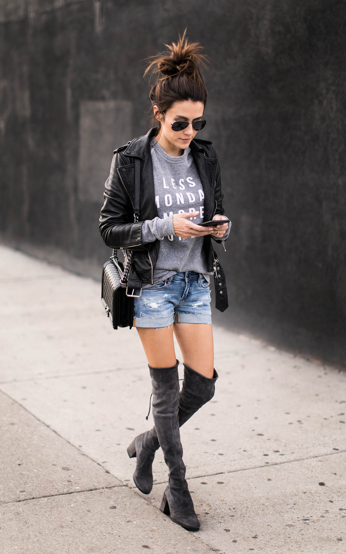 shorts and over the knee boots