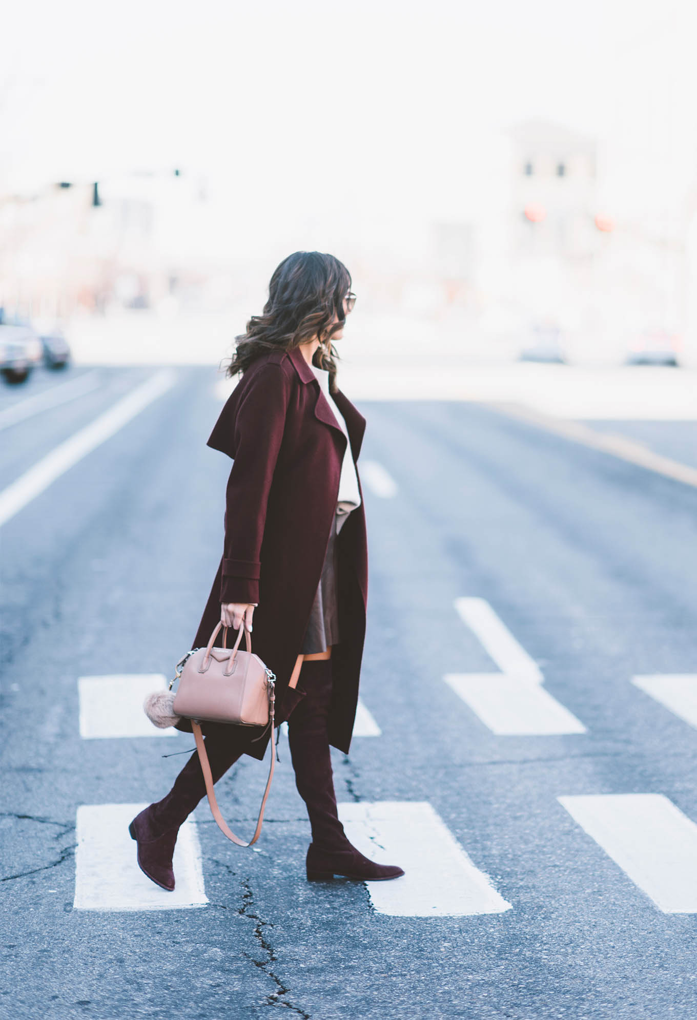 burgundy trench