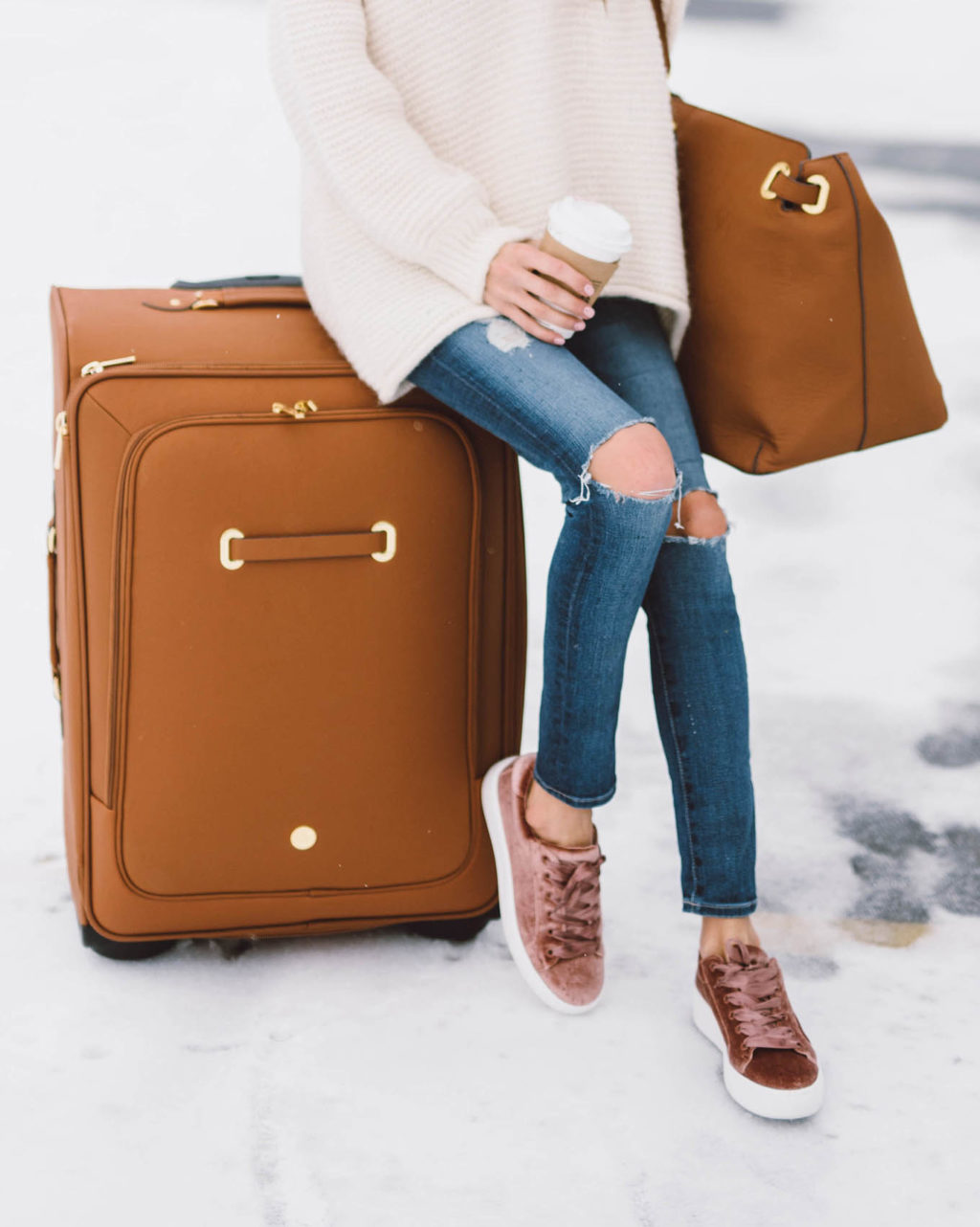 joy mangano leather suitcase