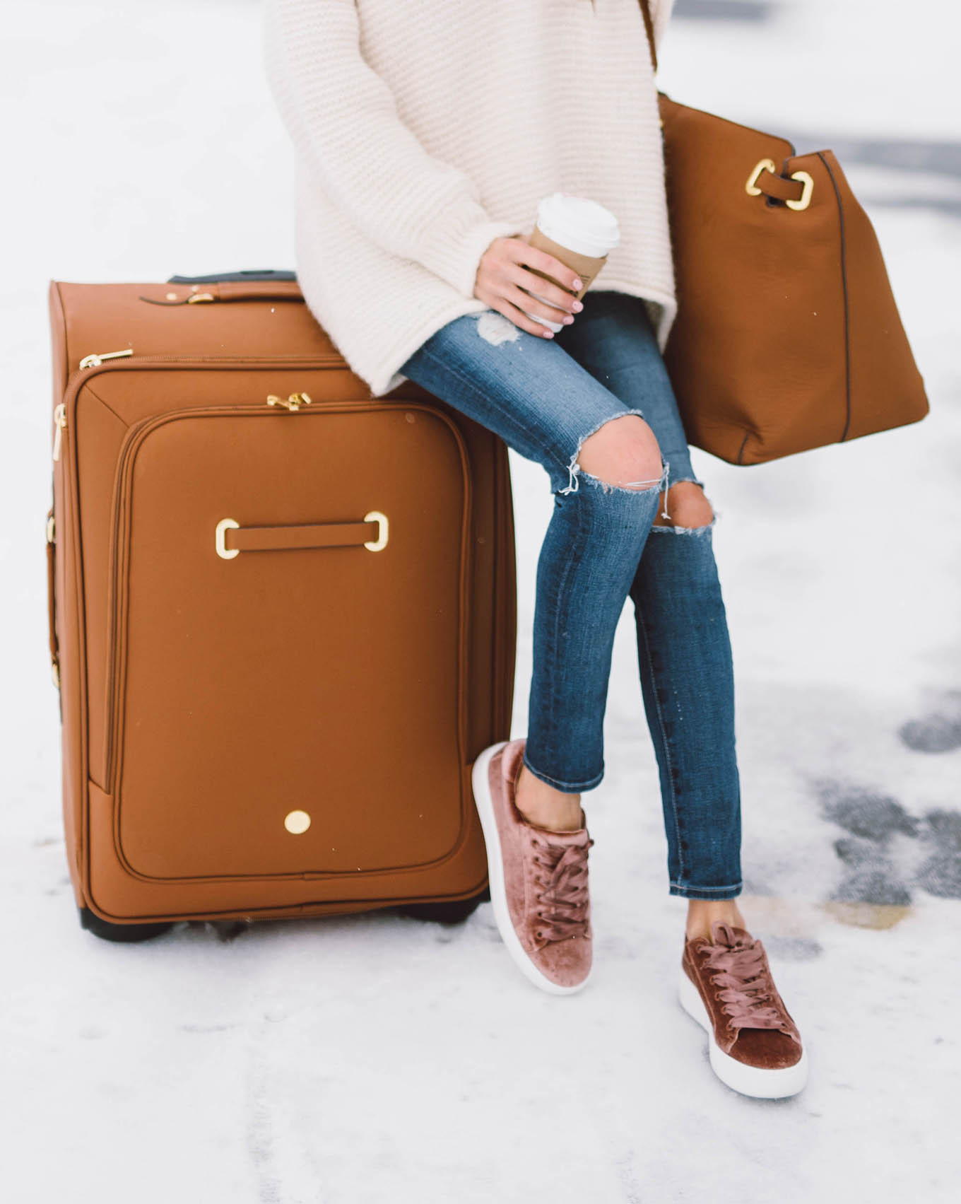 joy mangano leather suitcase