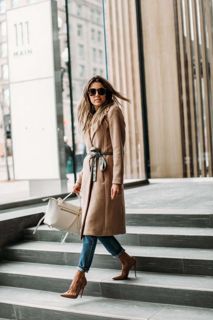 Trench coat and jeans