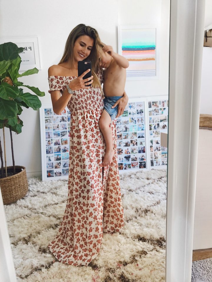 floral off the shoulder maxi