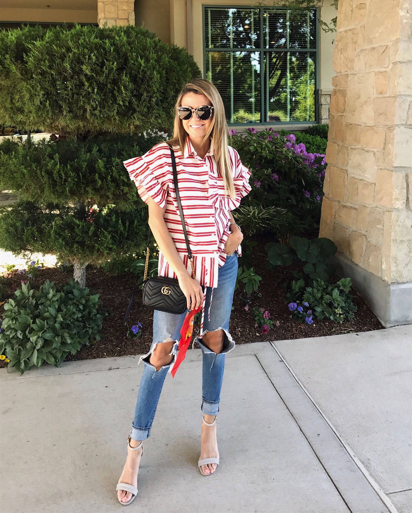 striped ruffle top