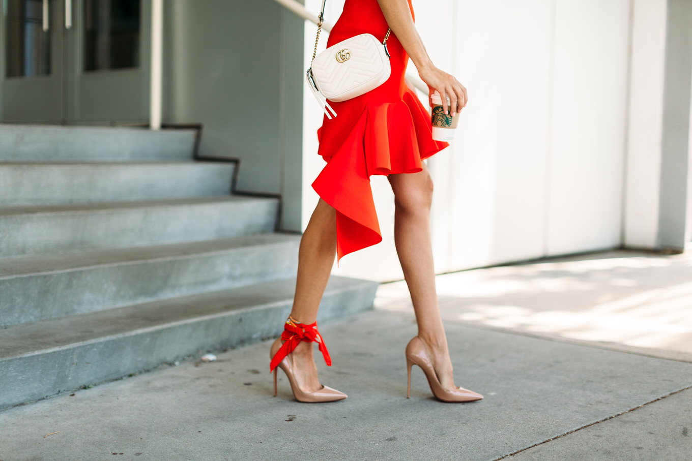 red ruffle skirt 