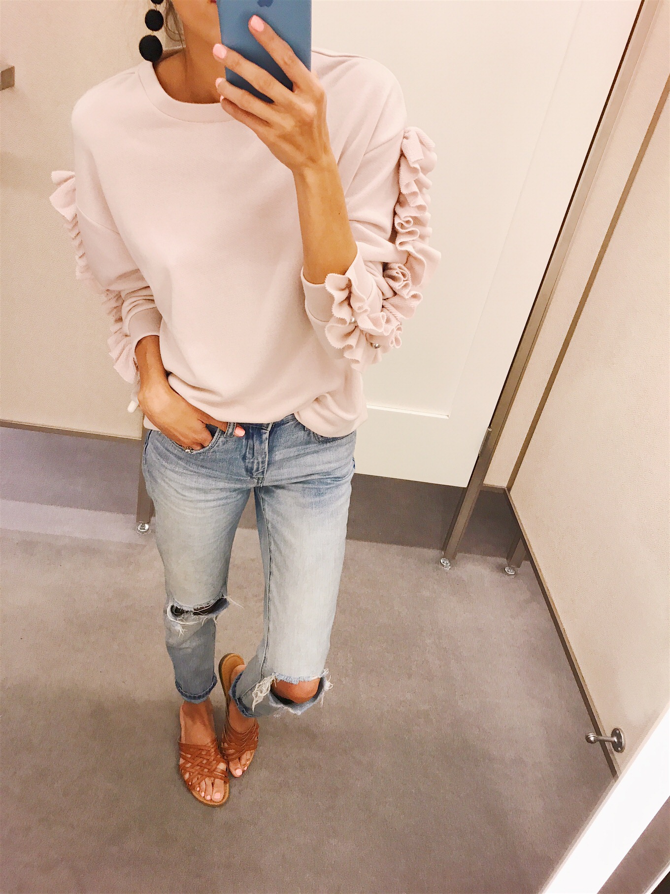 ruffled sweatshirt