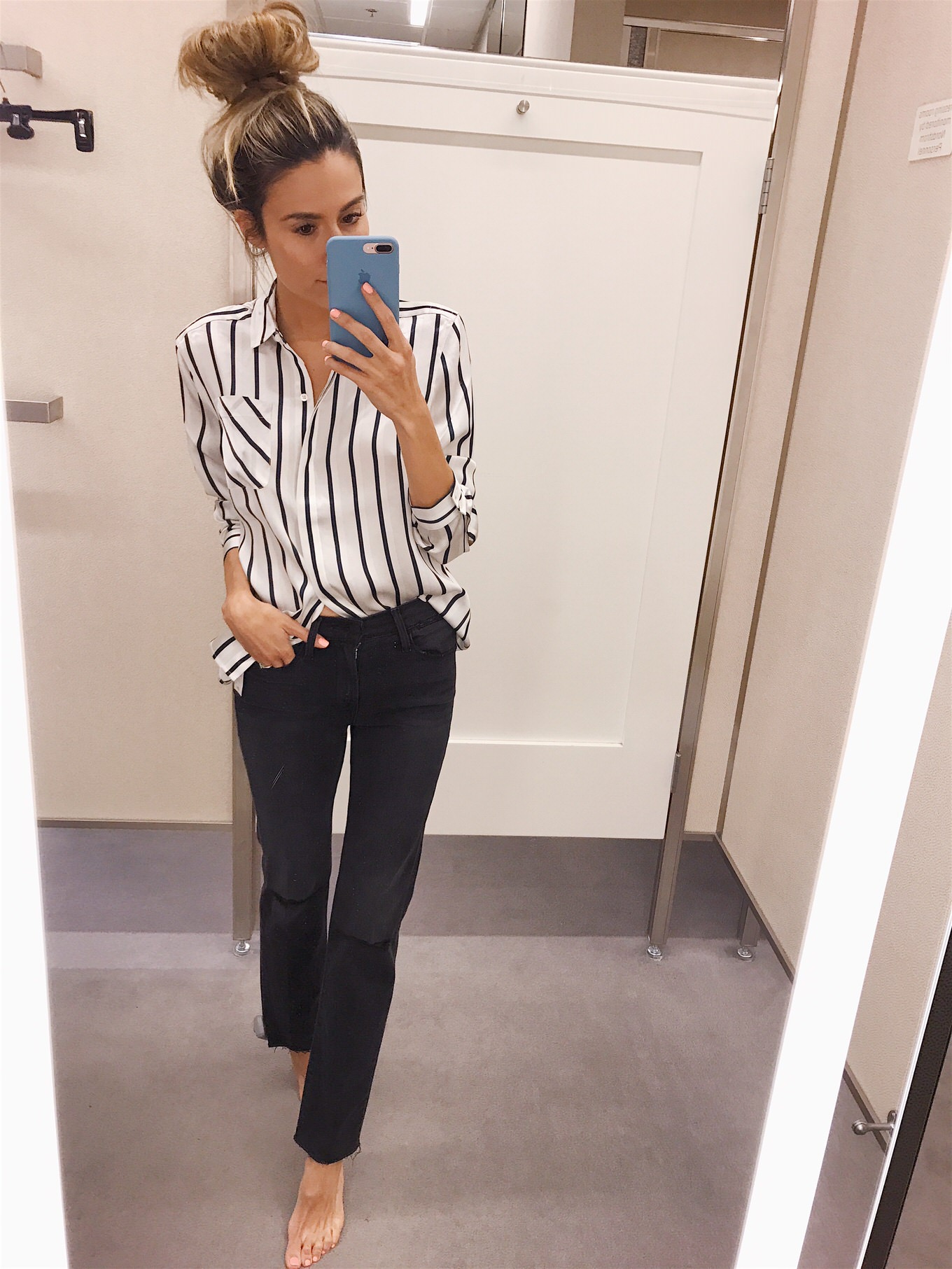 striped satin top