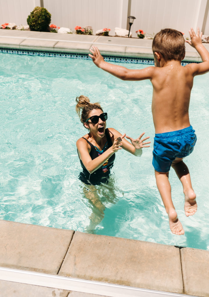 jumping into pool