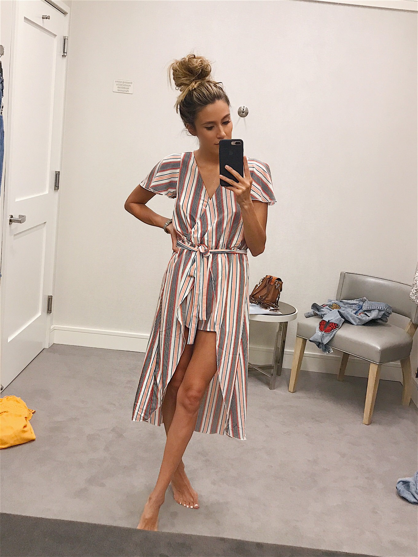 striped maxi romper