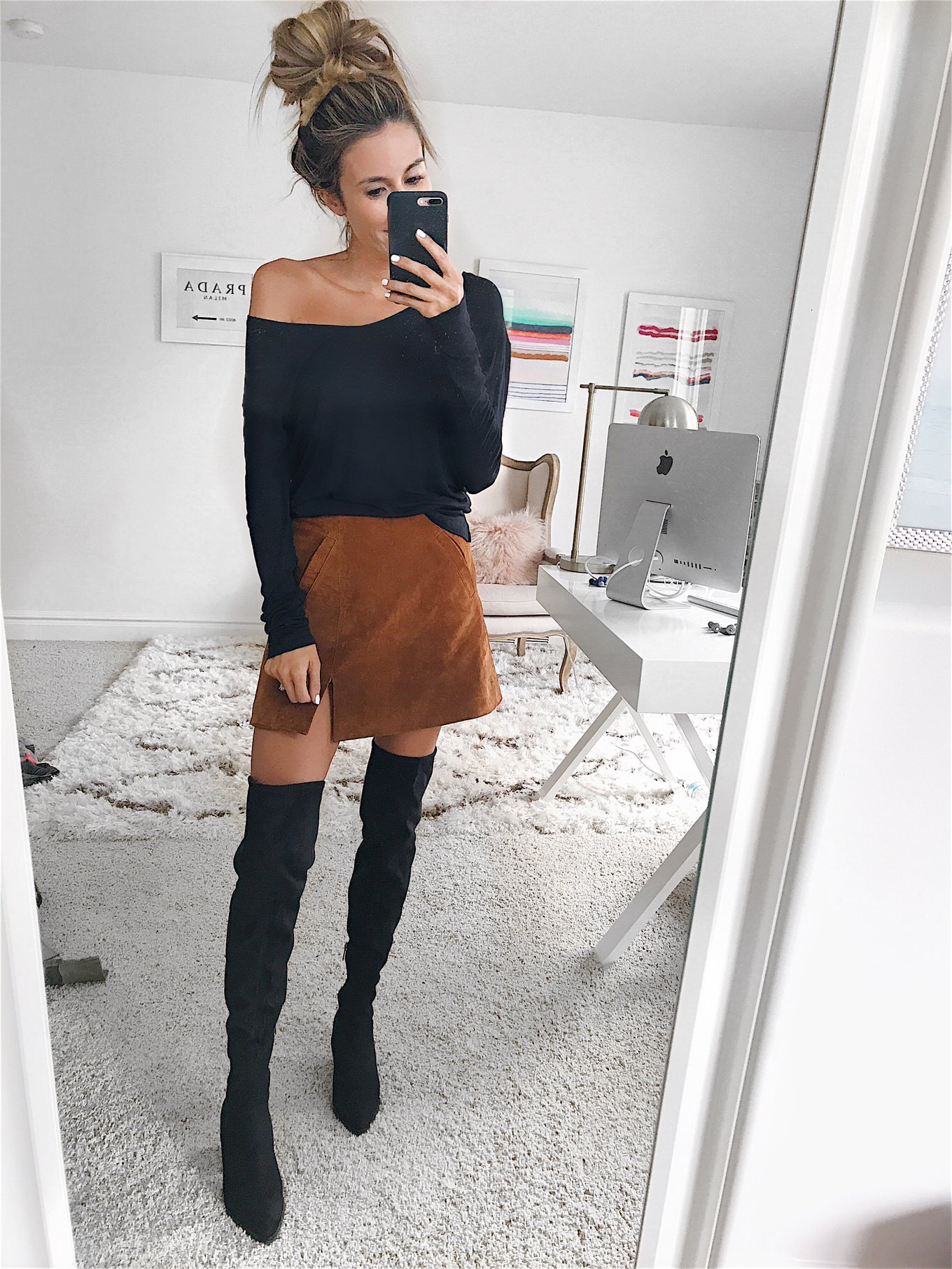 suede mini skirt