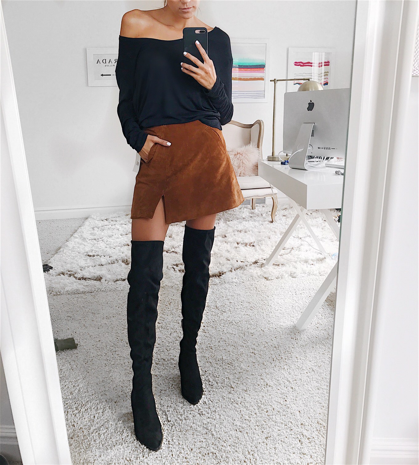 suede skirt style