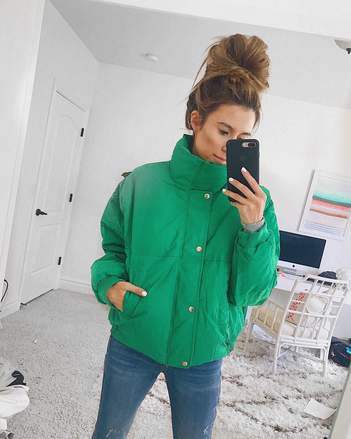 bright green coat