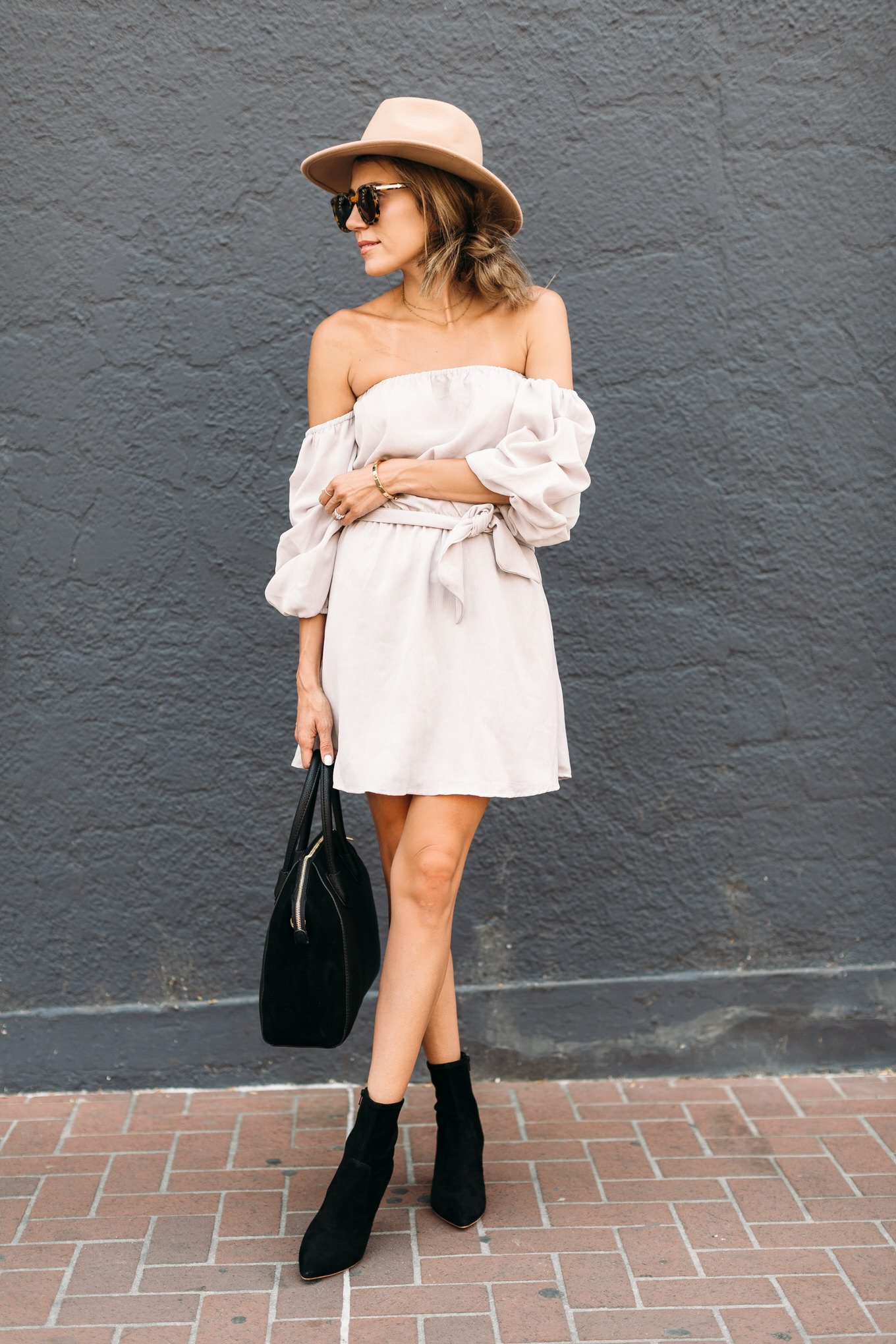 off the shoulder dress for fall