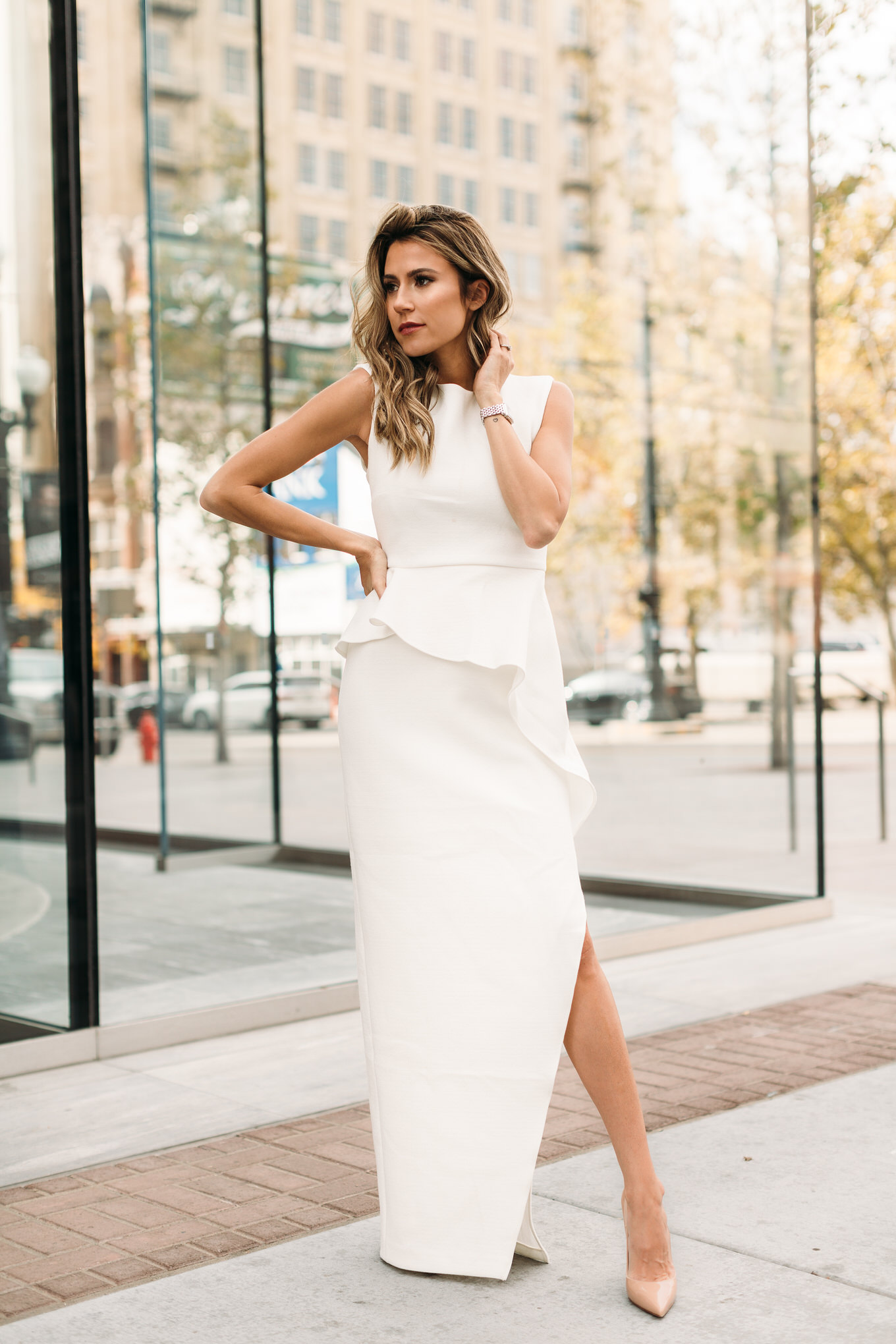 White Dress and Christian Louboutins