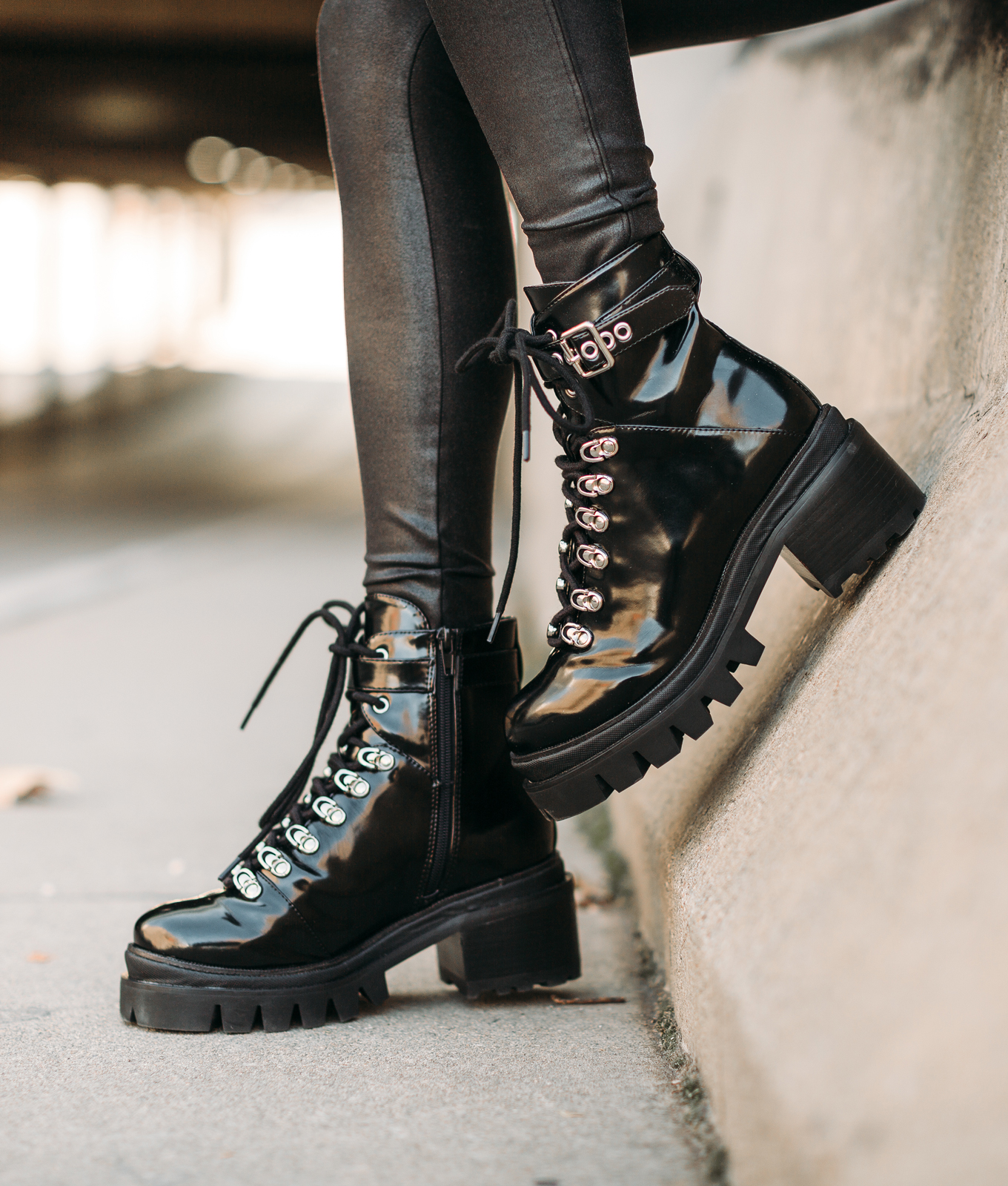 patent combat boots