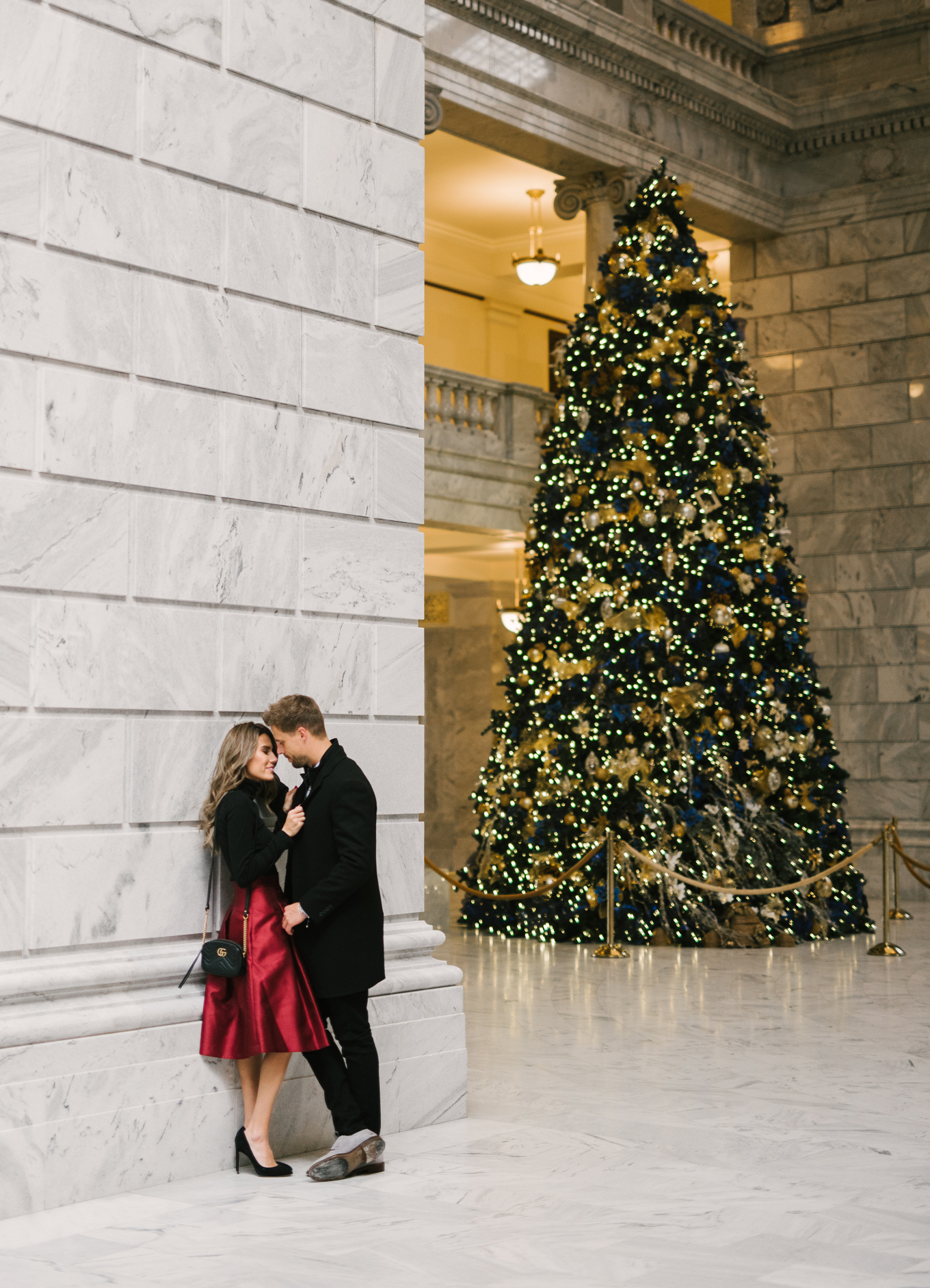 couples at Christmas christine and cody andrew