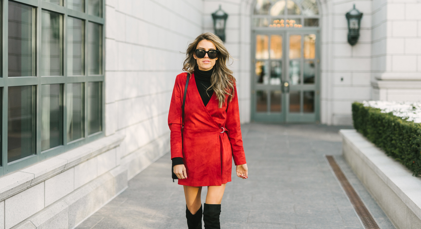 red suede dress