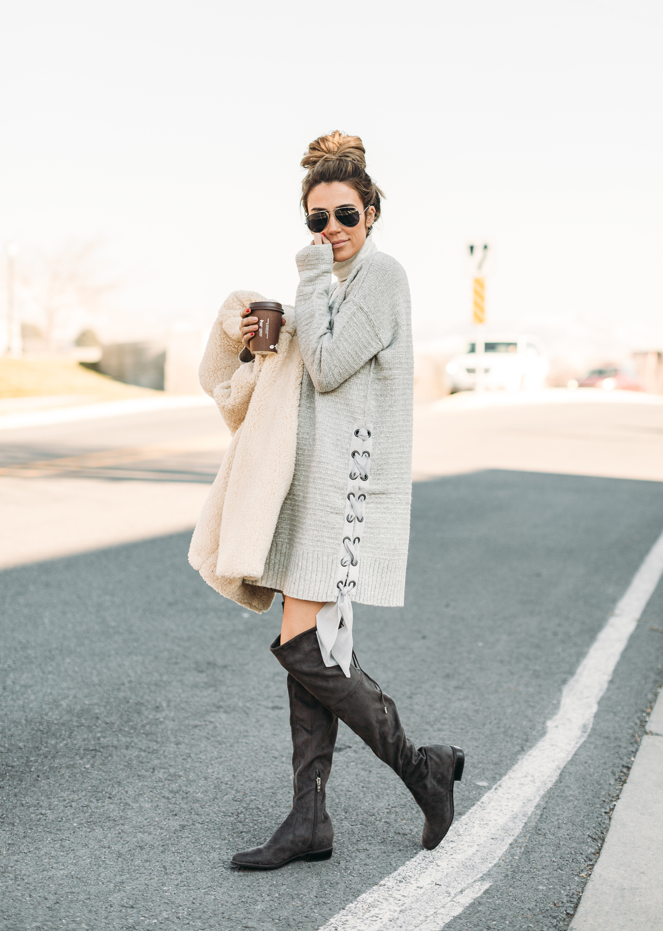 lace up sweater dress Hello Fashion Blog