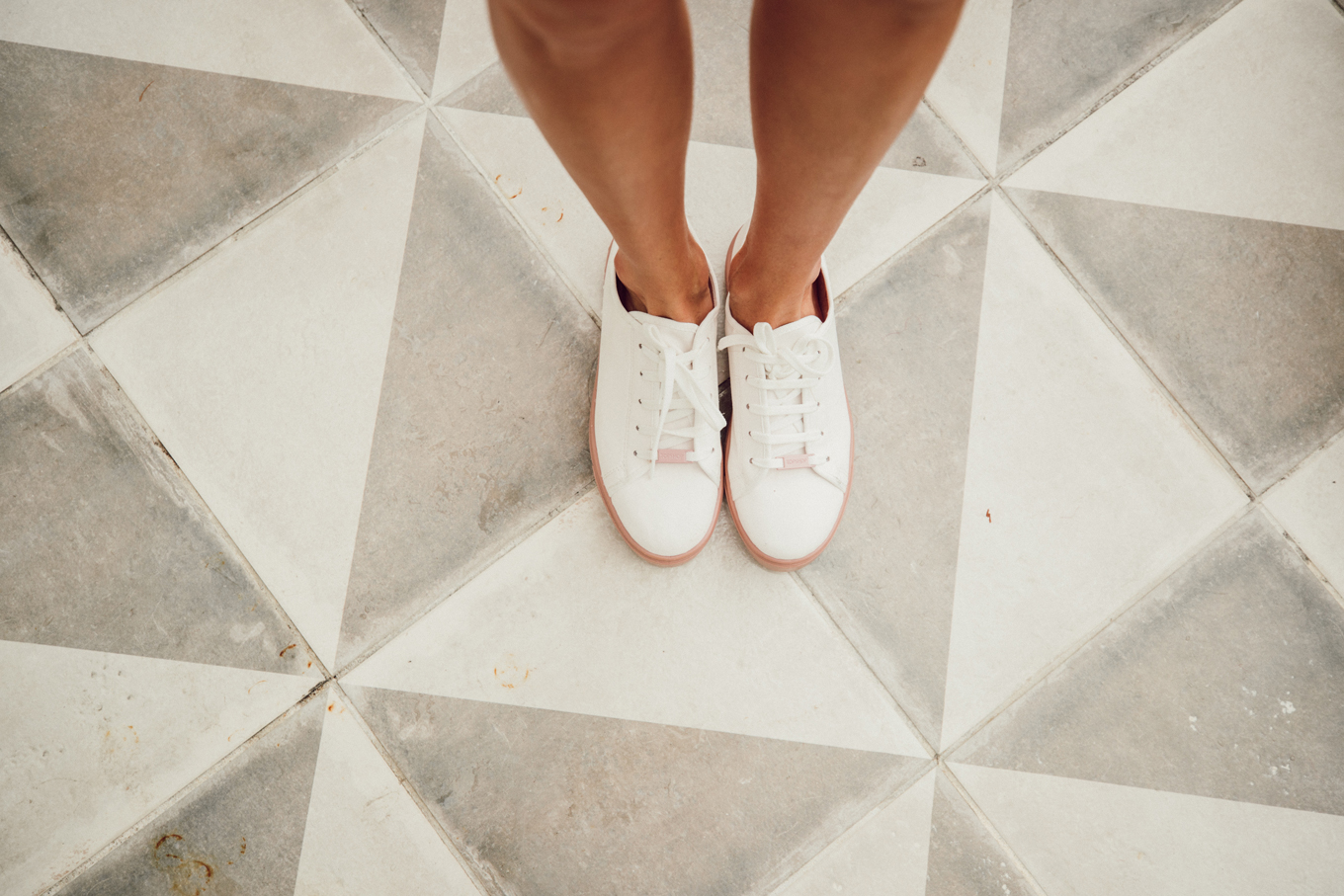 white and pink sneakers hello fashion blog