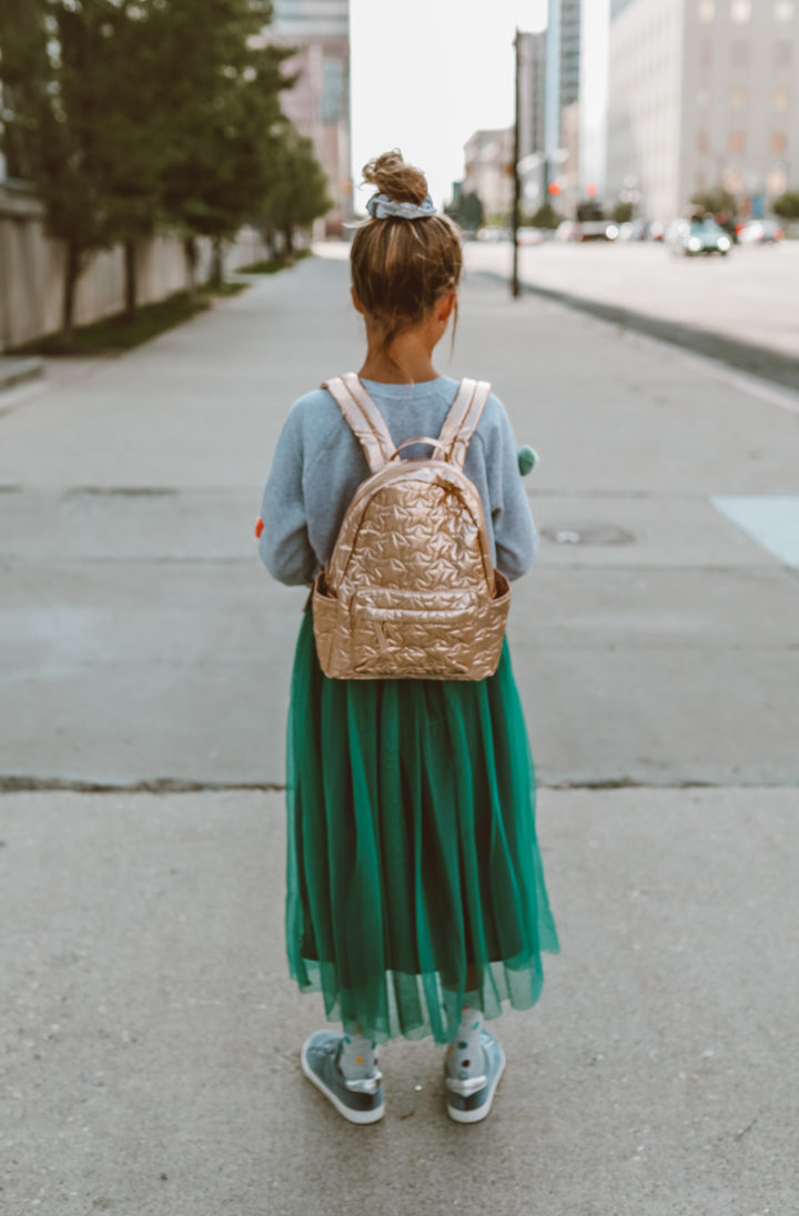 metallic backpack