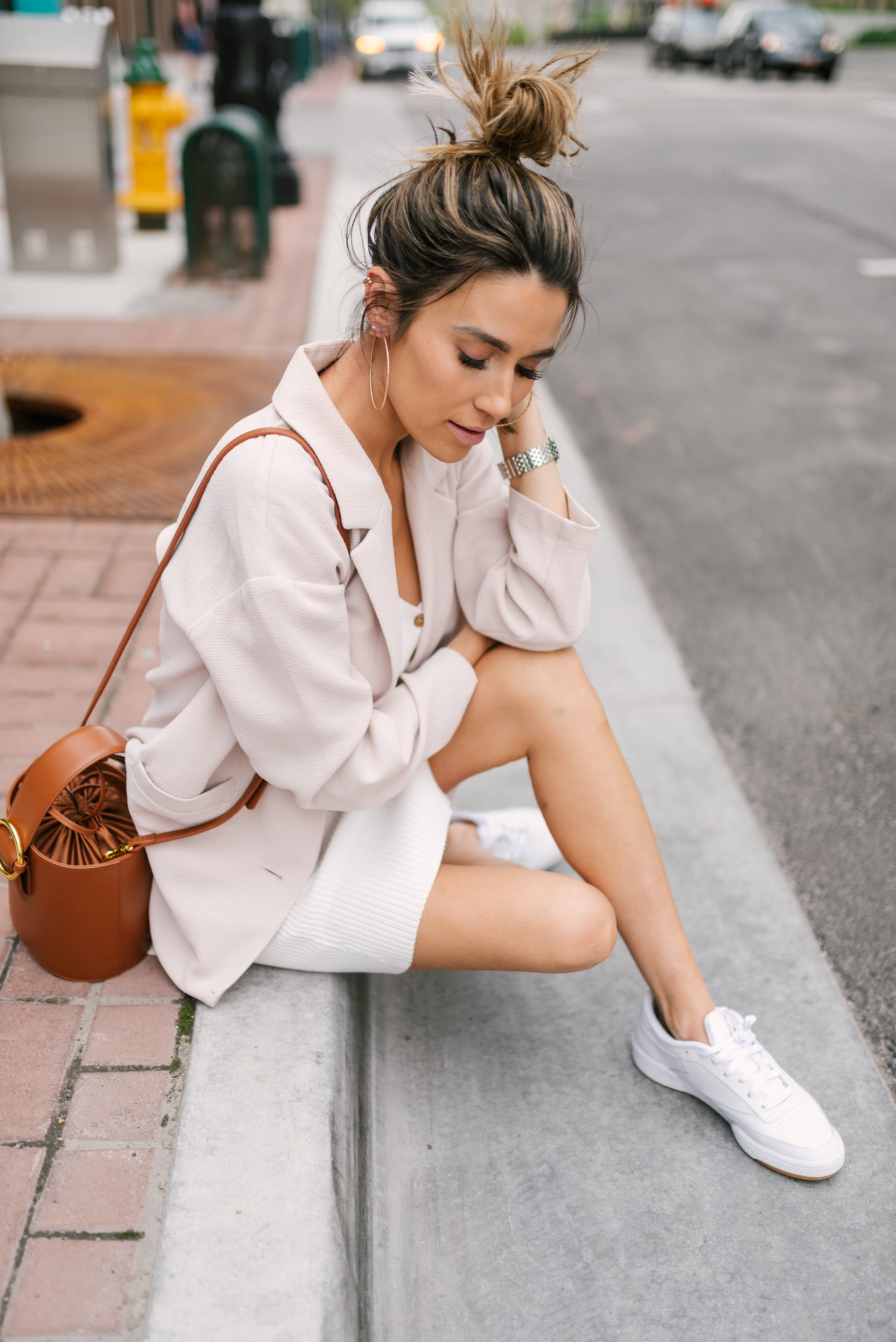 white sneakers and dress