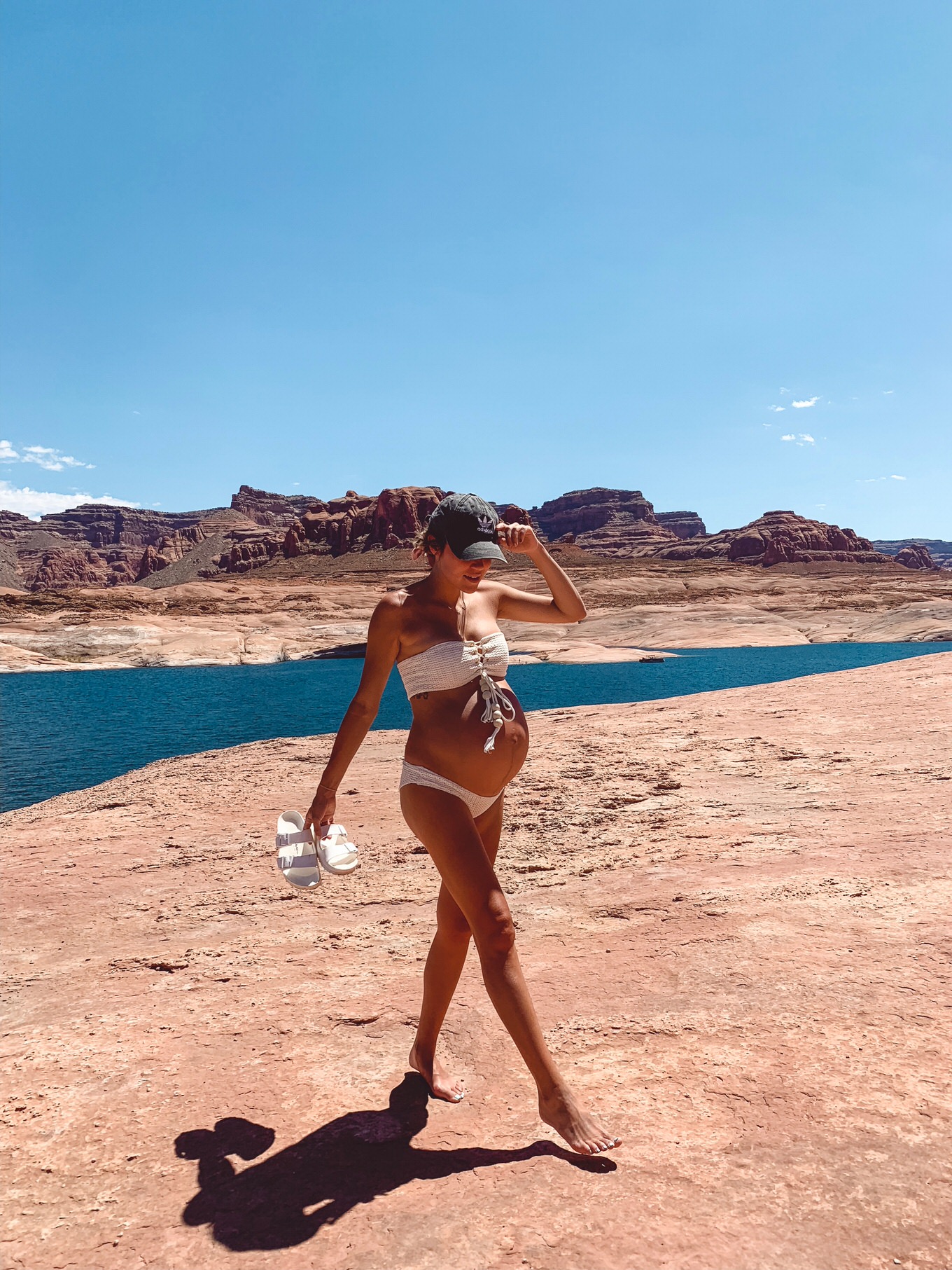 christine andrew in woven bikini at lake powell