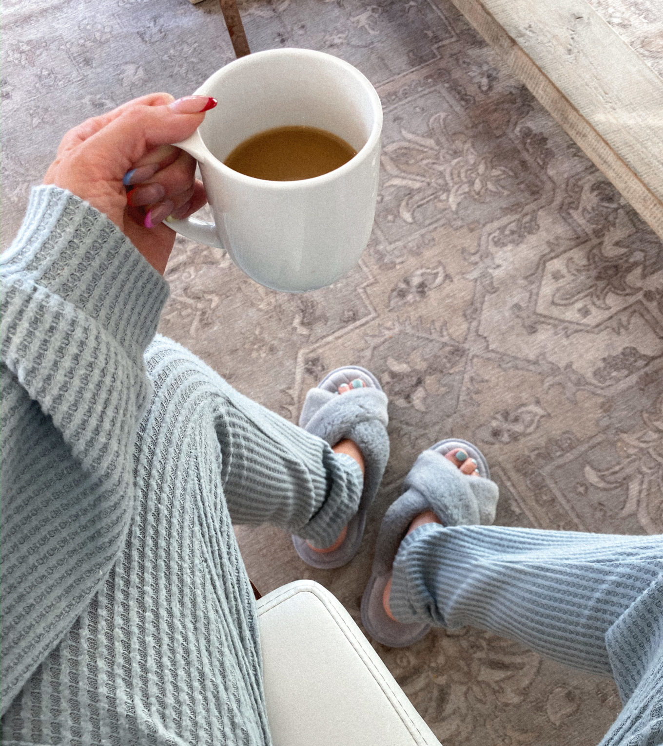 cozy slippers and pajama set