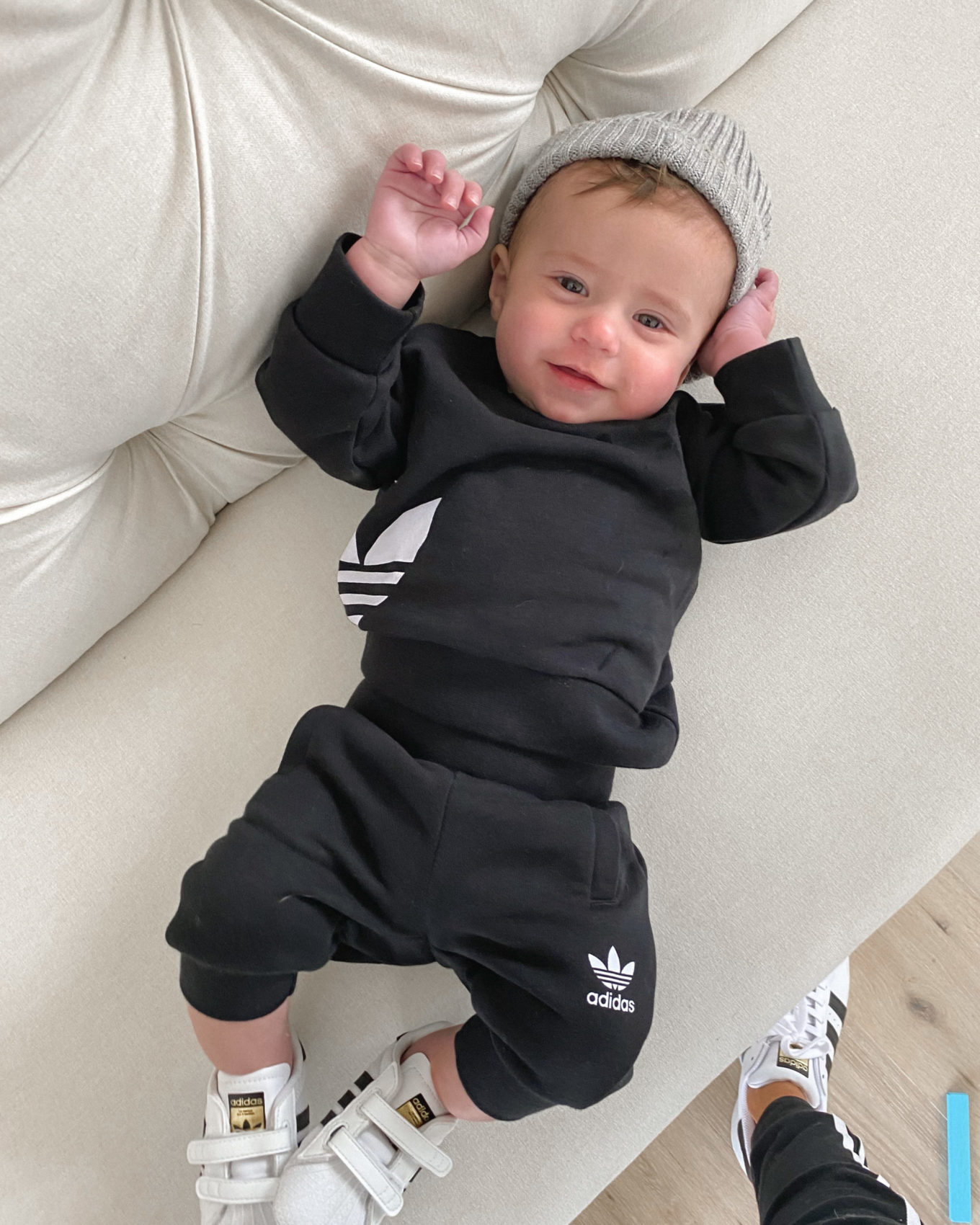 mom and son matching adidas outfits