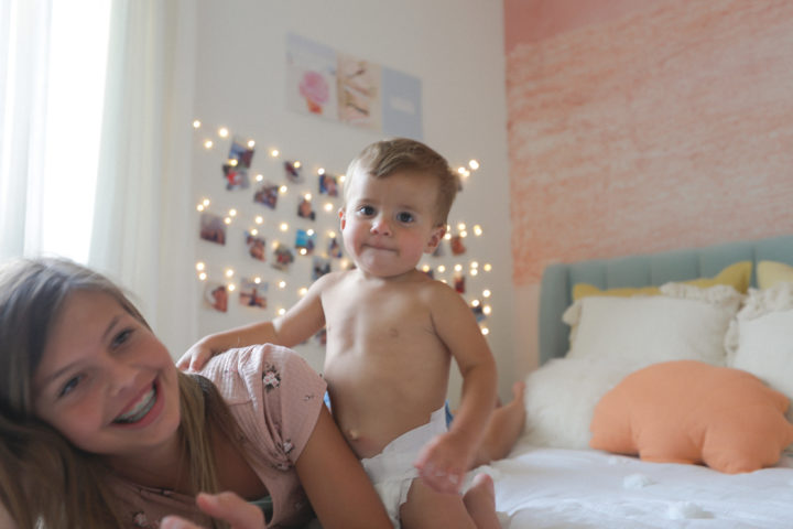 baby boy and sister