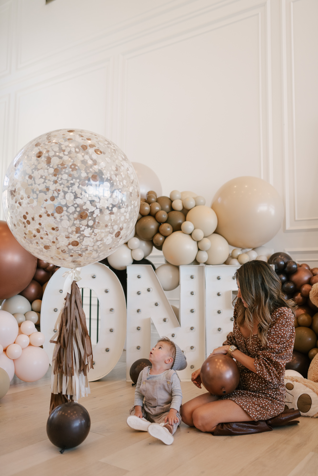 brown birthday party decor