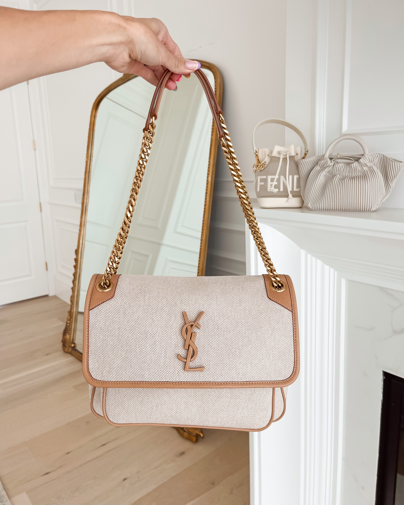 linen ysl designer bag